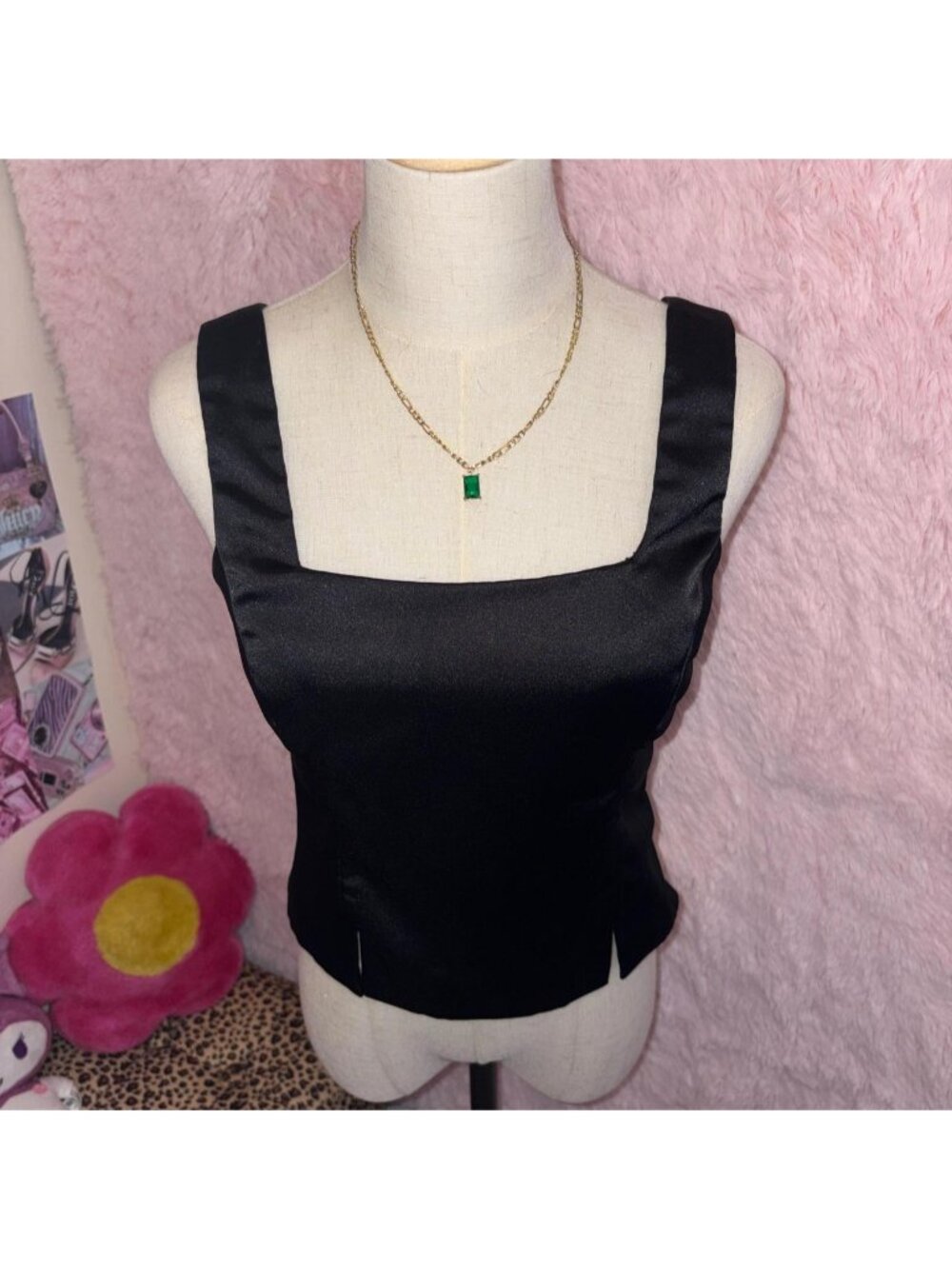 Y2K Black satin top